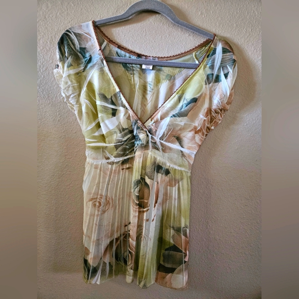 Foral sheer blouse highwasted tie back